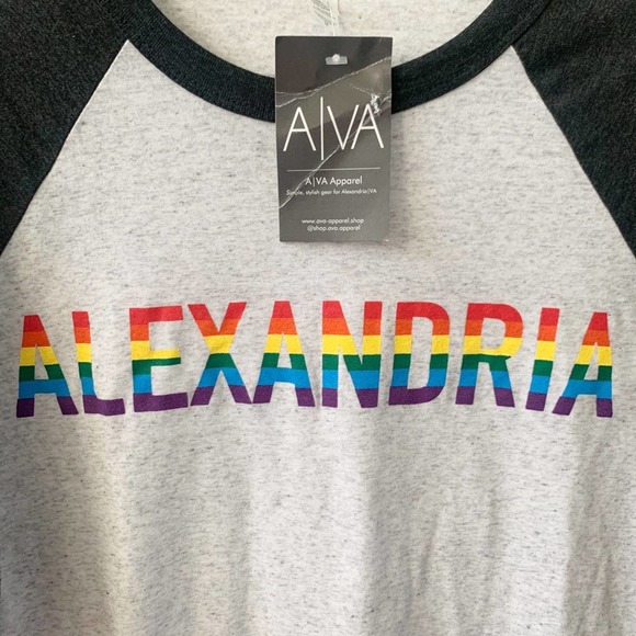 Pride Rainbow Washington DC Alexandria Adult Genderless Baseball Tee Medium - Picture 2 of 5